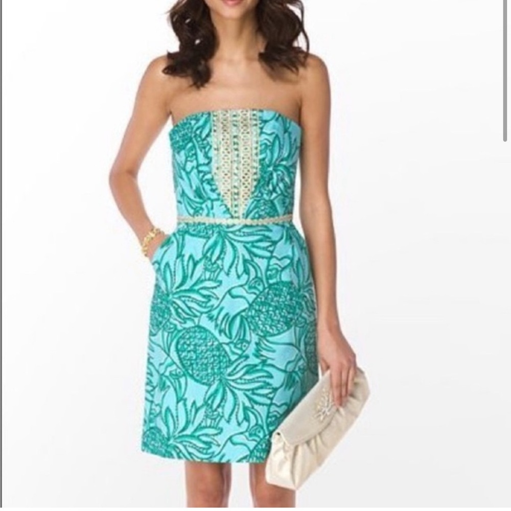 Lilly Pulitzer Bloomy Dress in Shorely Blue Toucan Tango Print, Size 12, EUC